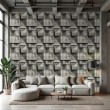Concrete wallpaper model Blocks 3D geometric design cement gray