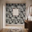Concrete wallpaper model Blocks 3D geometric design cement gray