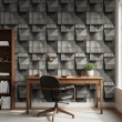 Papel pintado concrete modelo Blocks diseño geométrico tridimensional gris cemento