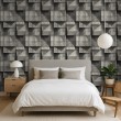 Concrete wallpaper model Blocks 3D geometric design cement gray