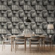 Papier peint béton modèle Blocks design géométrique tridimensionnel gris ciment
