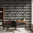 Concrete wallpaper model Prism 3D geometric design dark cement gray