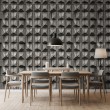 Concrete wallpaper model Prism 3D geometric design dark cement gray