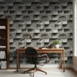 Papel pintado concrete modelo Curve diseño geométrico tridimensional gris cemento