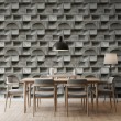 Papel pintado concrete modelo Curve diseño geométrico tridimensional gris cemento