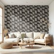 Concrete wallpaper model Cubic 3D geometric design dark cement gray