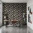 Concrete wallpaper model Cubic 3D geometric design dark cement gray