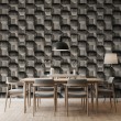 Papier peint béton modèle Cubic design géométrique tridimensionnel gris foncé ciment