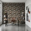 Beton Tapete Modell Crag 3D geometrisches Design steinbeige