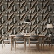 Papier peint béton modèle Crag design géométrique tridimensionnel beige pierre