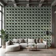 Concrete wallpaper model Octagon geometric three-dimensional design greenish cement gray