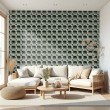 Concrete wallpaper model Octagon geometric three-dimensional design greenish cement gray