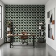 Concrete wallpaper model Octagon geometric three-dimensional design greenish cement gray