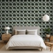 Concrete wallpaper model Octagon geometric three-dimensional design greenish cement gray