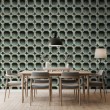 Concrete wallpaper model Octagon geometric three-dimensional design greenish cement gray
