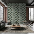 Concrete wallpaper model Wave geometric three-dimensional design blue cement
