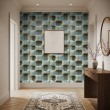 Concrete wallpaper model Wave geometric three-dimensional design blue cement