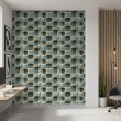 Concrete wallpaper model Wave geometric three-dimensional design blue cement