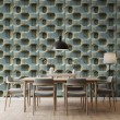Concrete wallpaper model Wave geometric three-dimensional design blue cement