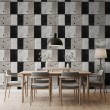 Papel pintado concrete modelo Black Blocks diseño geométrico industrial en tonos gris y negro