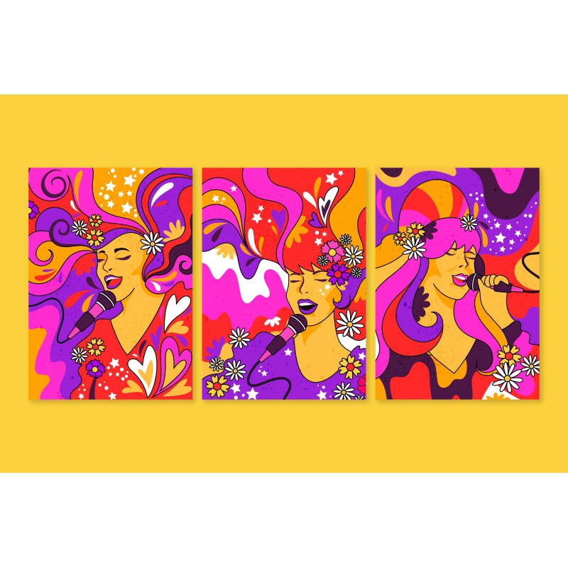 Psicodelico Décoration murale Jaune, violet, magenta