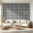Concrete wallpaper model Deep Circles 3D geometric design with deep circles in gray cement