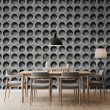 Concrete wallpaper model Deep Circles 3D geometric design with deep circles in gray cement