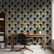 Papel pintado concrete modelo Sunset Circles diseño geométrico círculos en relieve y tonos gris cemento y ámbar