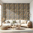 Concrete wallpaper model Amber Lights 3D geometric design with yellow lighting