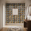 Concrete wallpaper model Amber Lights 3D geometric design with yellow lighting