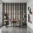 Concrete wallpaper model Aged Stripes vertical stripe design in aged grey and beige cement tones