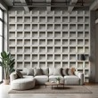 Concrete wallpaper model Cubic three-dimensional block design cement gray