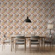 Floral wallpaper romantic classic roses gold yellow color