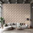 Floral wallpaper romantic delicate roses gold yellow color