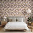 Floral wallpaper romantic delicate roses gold yellow color