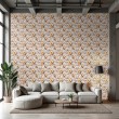 Floral wallpaper romantic roses gold yellow color