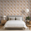 Floral wallpaper romantic roses gold yellow color