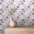 Floral wallpaper watercolor wild flowers pink color