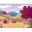 Children's Photomural Illustrated Hillsides