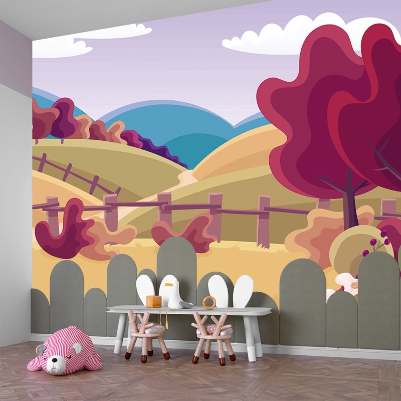 Fresque Murale Enfant Pentes Illustrées