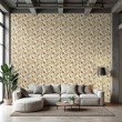 Floral wallpaper watercolor design gold magnolia beige