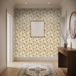 Floral wallpaper watercolor design gold magnolia beige