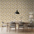 Floral wallpaper watercolor design gold magnolia beige