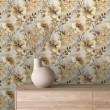 Florale Tapete Aquarell-Design goldene Magnolie beige