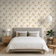 Papel pintado floral diseño elegante magnolia amarillo oro claro