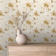 Floral wallpaper elegant design yellow light gold magnolia