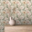 Floral wallpaper romantic design pink sage green peonies