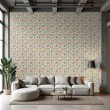 Floral wallpaper romantic design pink turquoise green peonies