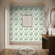 Floral wallpaper botanical design emerald green branches