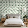 Floral wallpaper botanical design emerald green branches